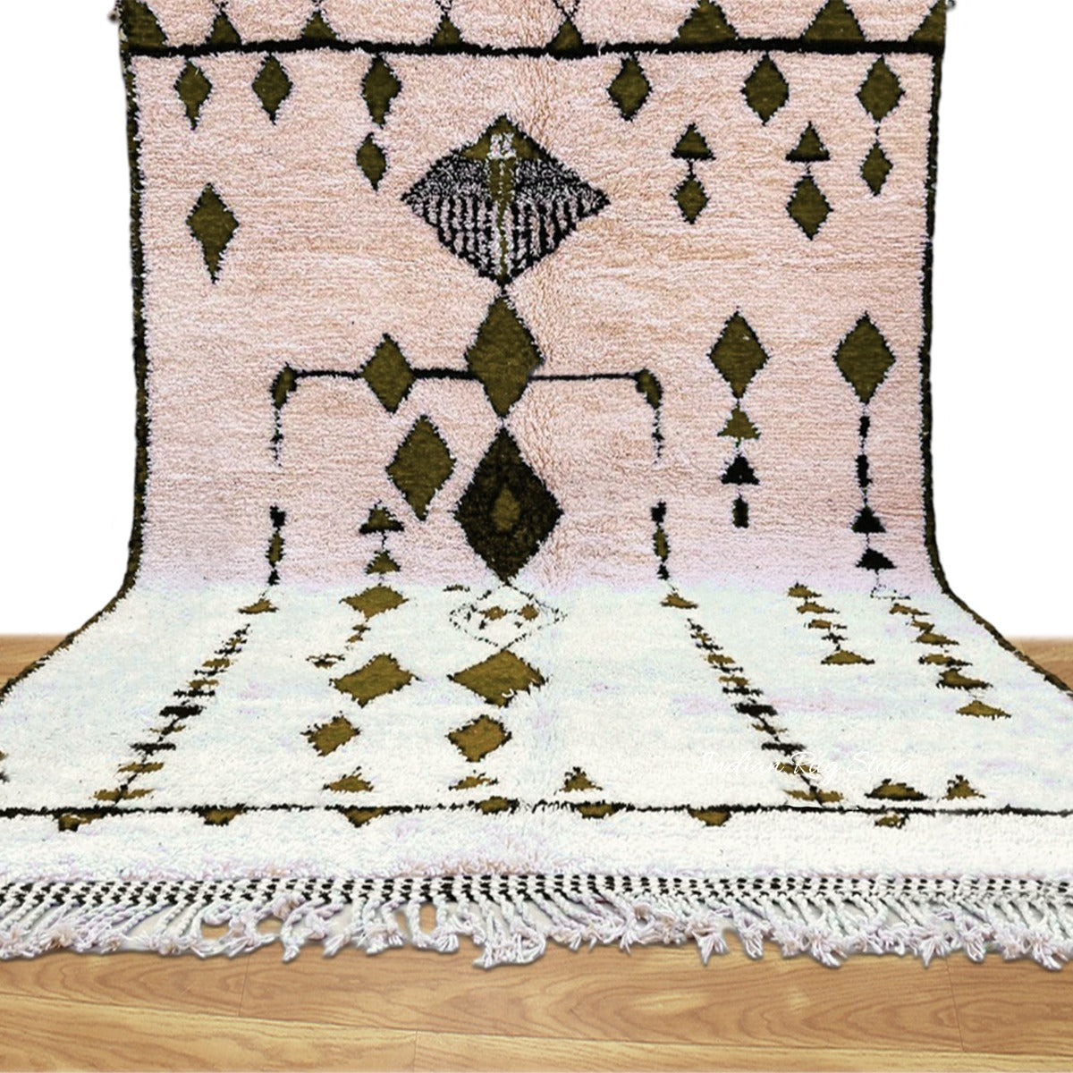 Diamond Textured Hand Tufted Olive Color Area Rug