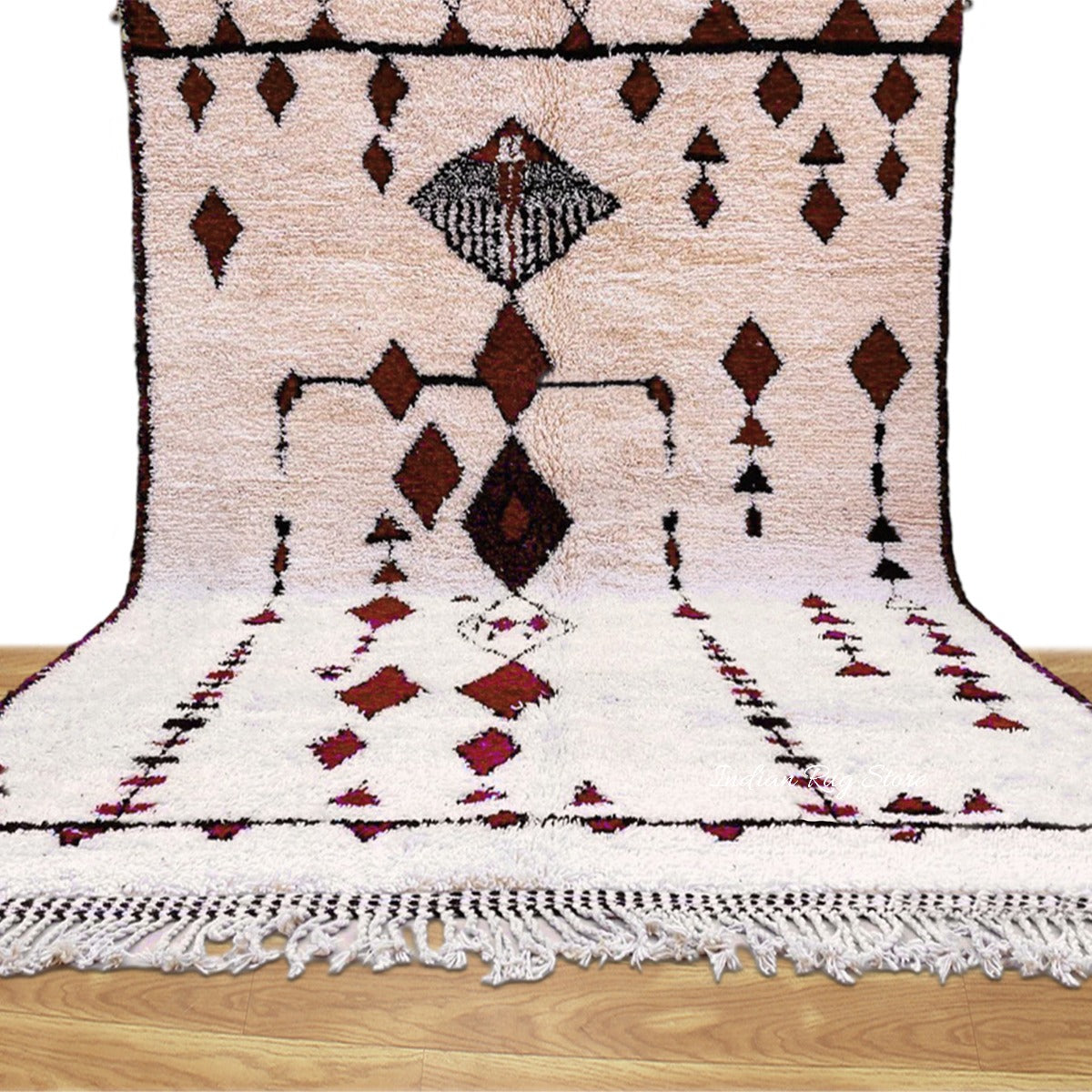 Diamond Textured Hand Tufted Red and Brown Color Area Rug