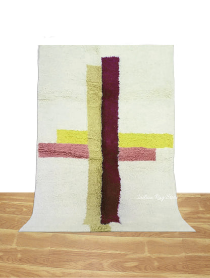 Beautiful Hand Tufted Pink and Yellow Color Area Rug