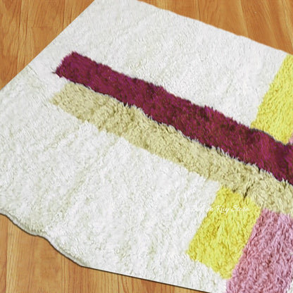 Beautiful Hand Tufted Pink and Yellow Color Area Rug