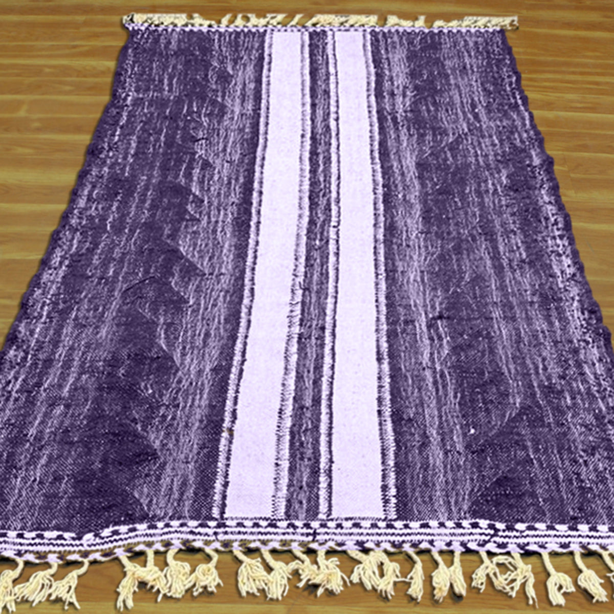 Hand Tufted Indian Wool Purple White Home Decor Area Rug - Indian Rug Store