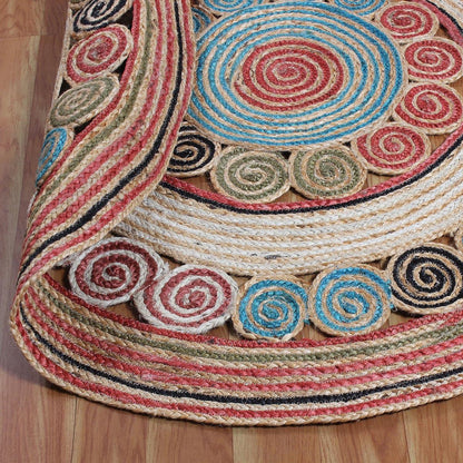 Geometric Multicolor Hand Braided Hallway Jute Rug - Indian Rug Store