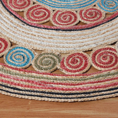 Geometric Multicolor Hand Braided Hallway Jute Rug - Indian Rug Store