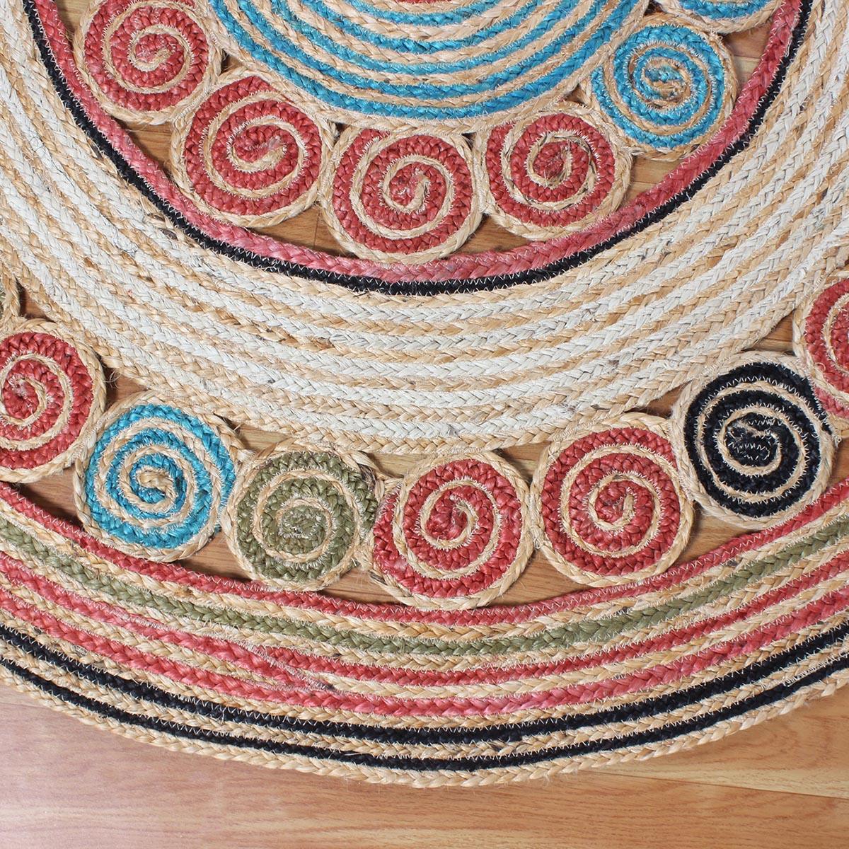 Geometric Multicolor Hand Braided Hallway Jute Rug - Indian Rug Store