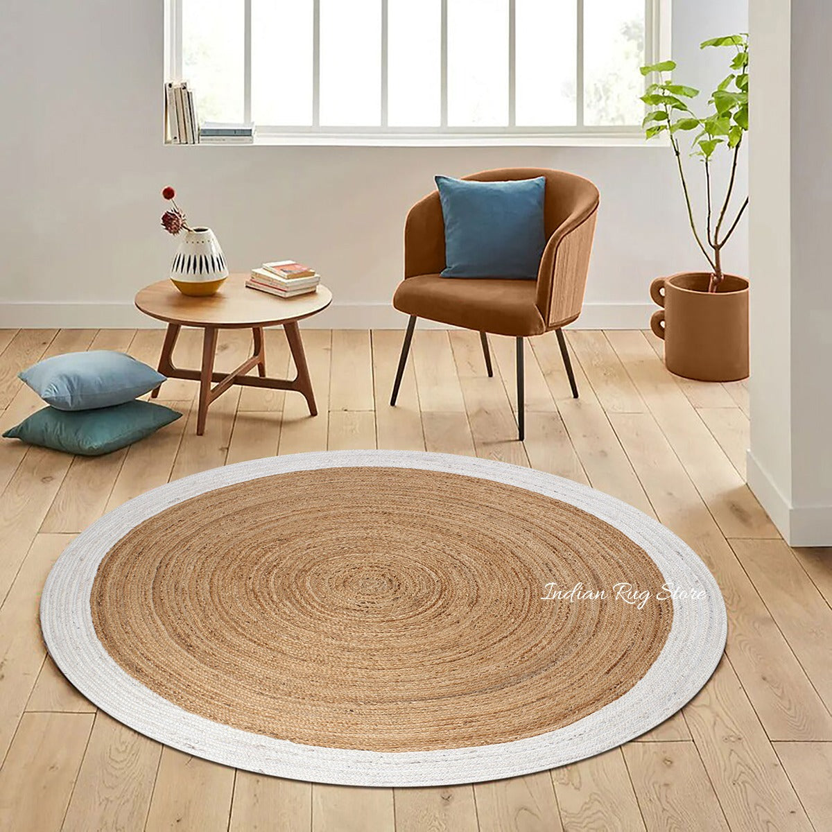 Alfombra de yute trenzada a mano con diseño geométrico en color beige para la decoración de la cocina