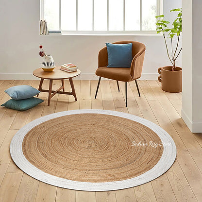 Alfombra de yute trenzada a mano con diseño geométrico en color beige para la decoración de la cocina