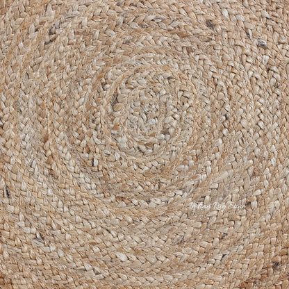 Beige Geometric Hand Braided Kitchen Decor Jute Rug