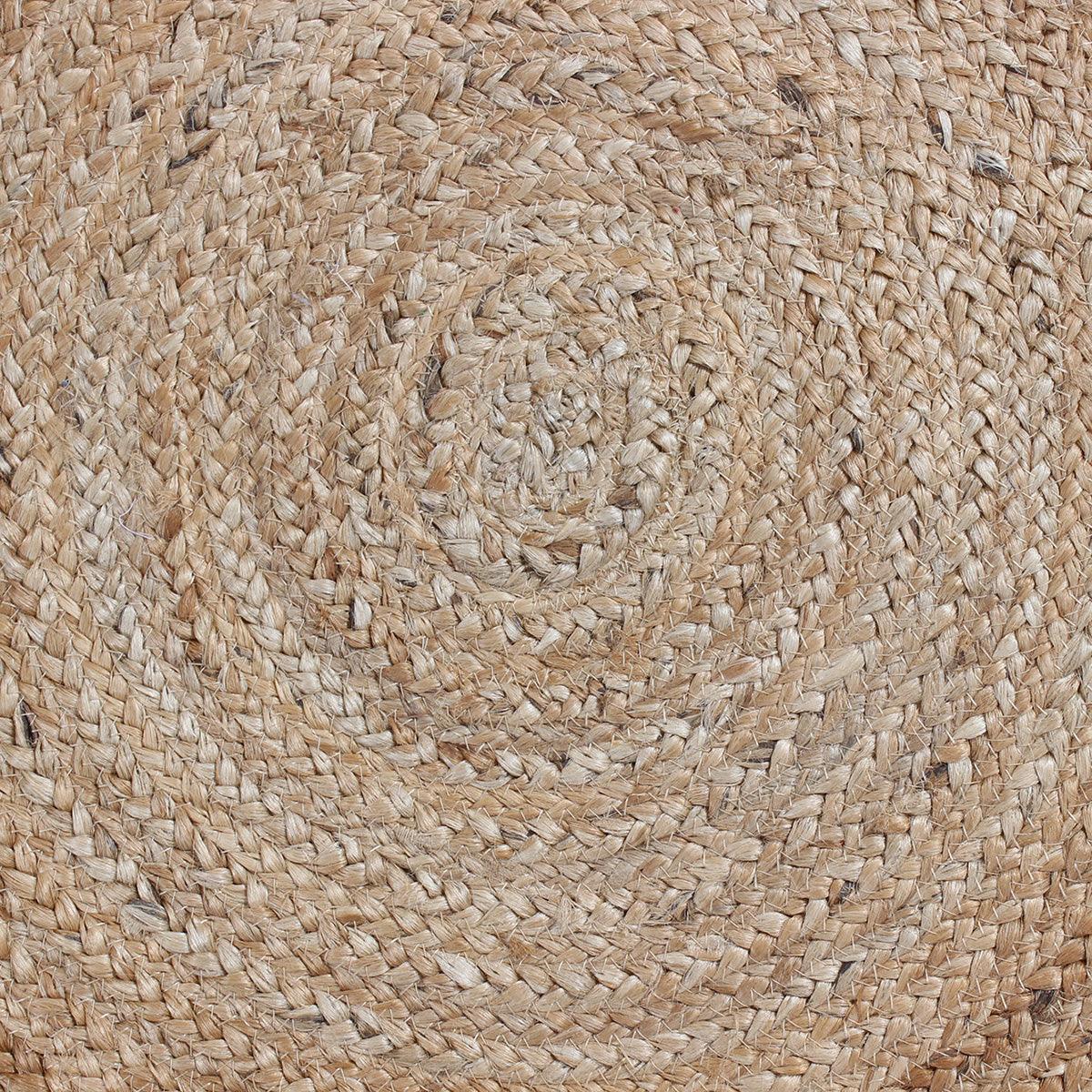 Beige Geometric Hand Braided Kitchen Decor Jute Rug - Indian Rug Store