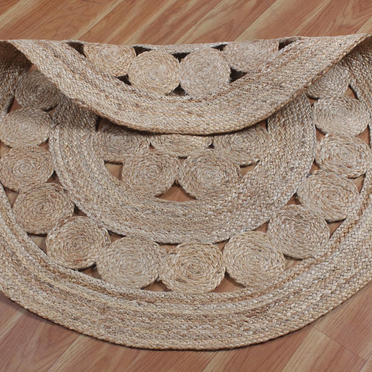 Round Beige Hand Braided Interior Decor Jute Rug - Indian Rug Store