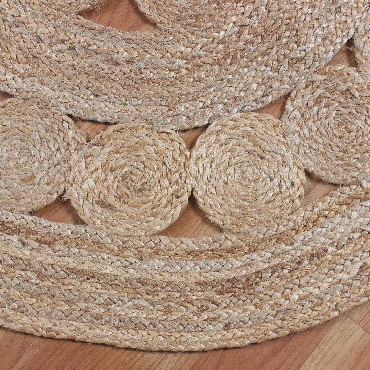 Round Beige Hand Braided Interior Decor Jute Rug - Indian Rug Store