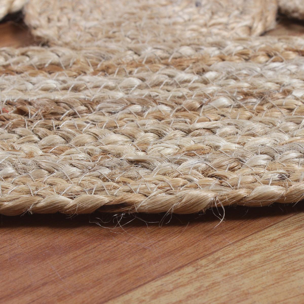 Round Beige Hand Braided Interior Decor Jute Rug - Indian Rug Store