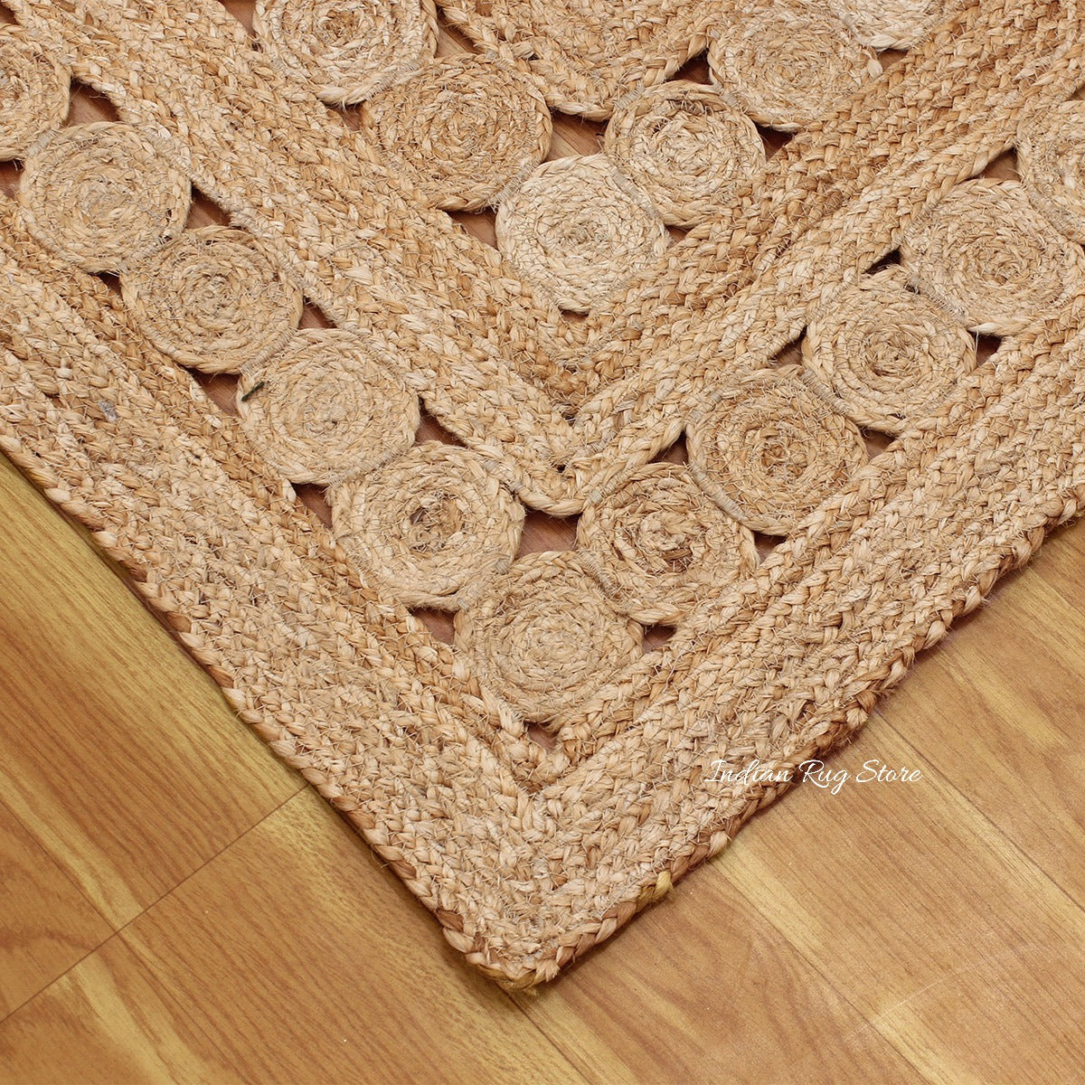 Geometric Hand Braided Beige Entrance Decor Jute Rug