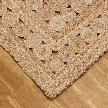 Geometric Hand Braided Beige Entrance Decor Jute Rug - Indian Rug Store