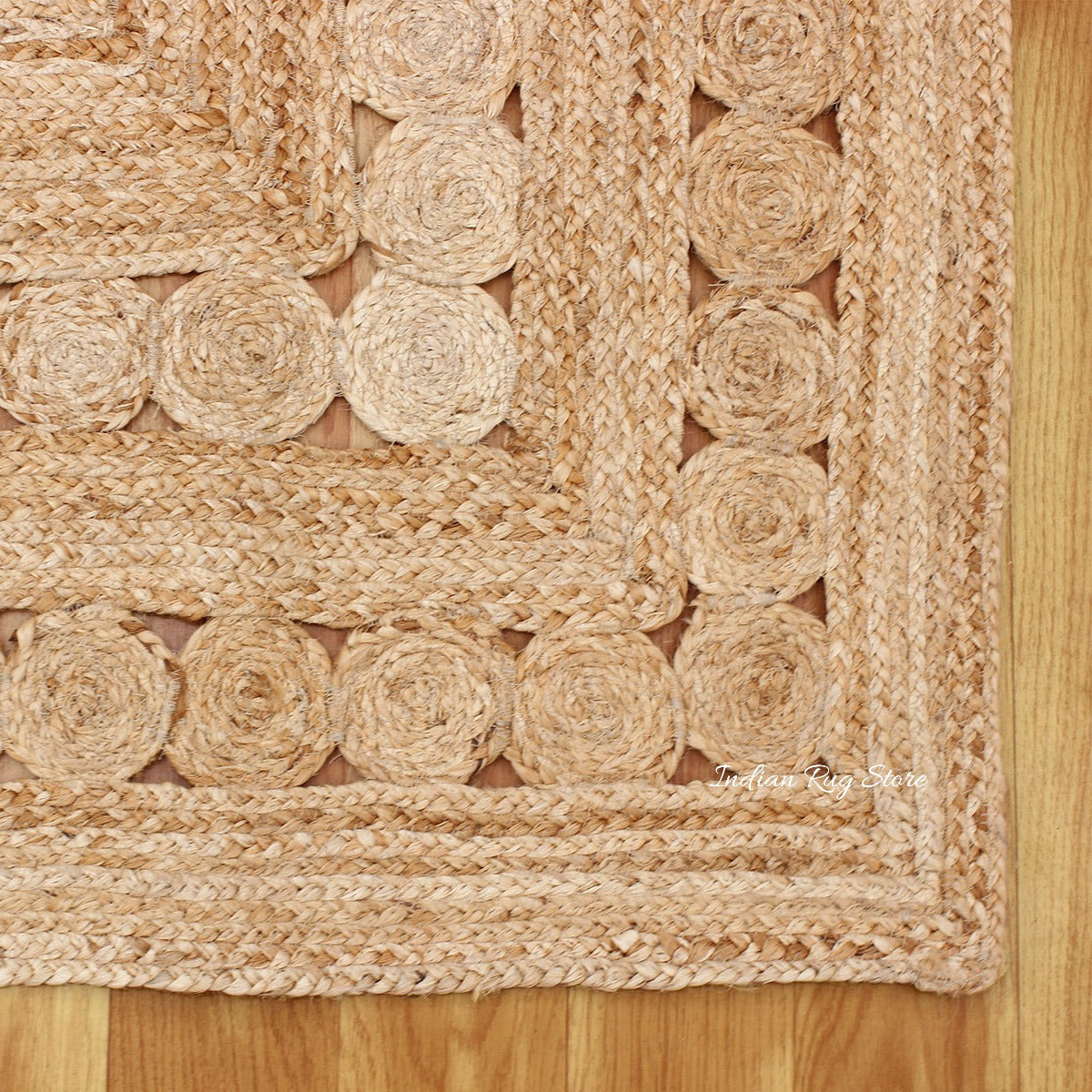 Geometric Hand Braided Beige Entrance Decor Jute Rug