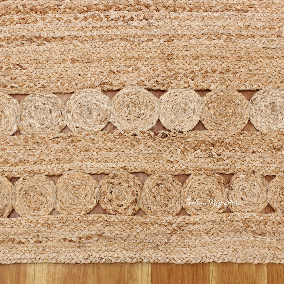 Geometric Hand Braided Beige Entrance Decor Jute Rug