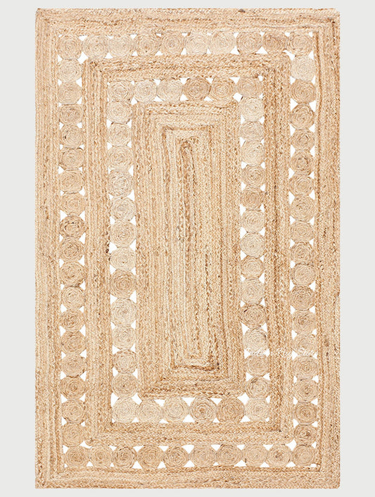 Geometric Hand Braided Beige Entrance Decor Jute Rug