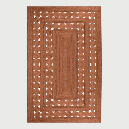 Hand Braided Geometric Brown Bedroom Decor Jute Rug - Indian Rug Store