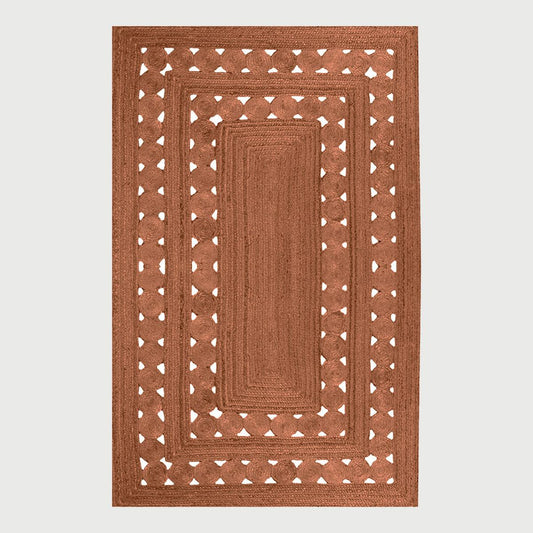 Hand Braided Geometric Brown Bedroom Decor Jute Rug - Indian Rug Store