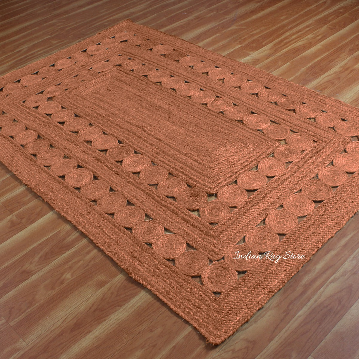 Hand Braided Geometric Brown Bedroom Decor Jute Rug