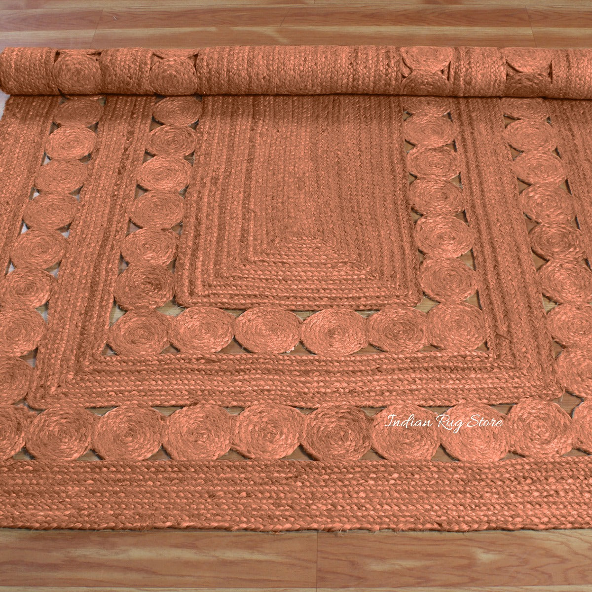 Hand Braided Geometric Brown Bedroom Decor Jute Rug