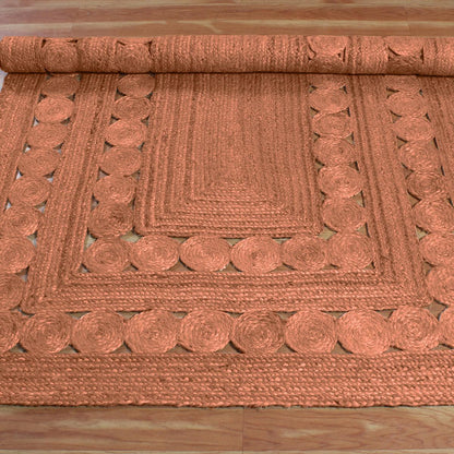 Hand Braided Geometric Brown Bedroom Decor Jute Rug - Indian Rug Store