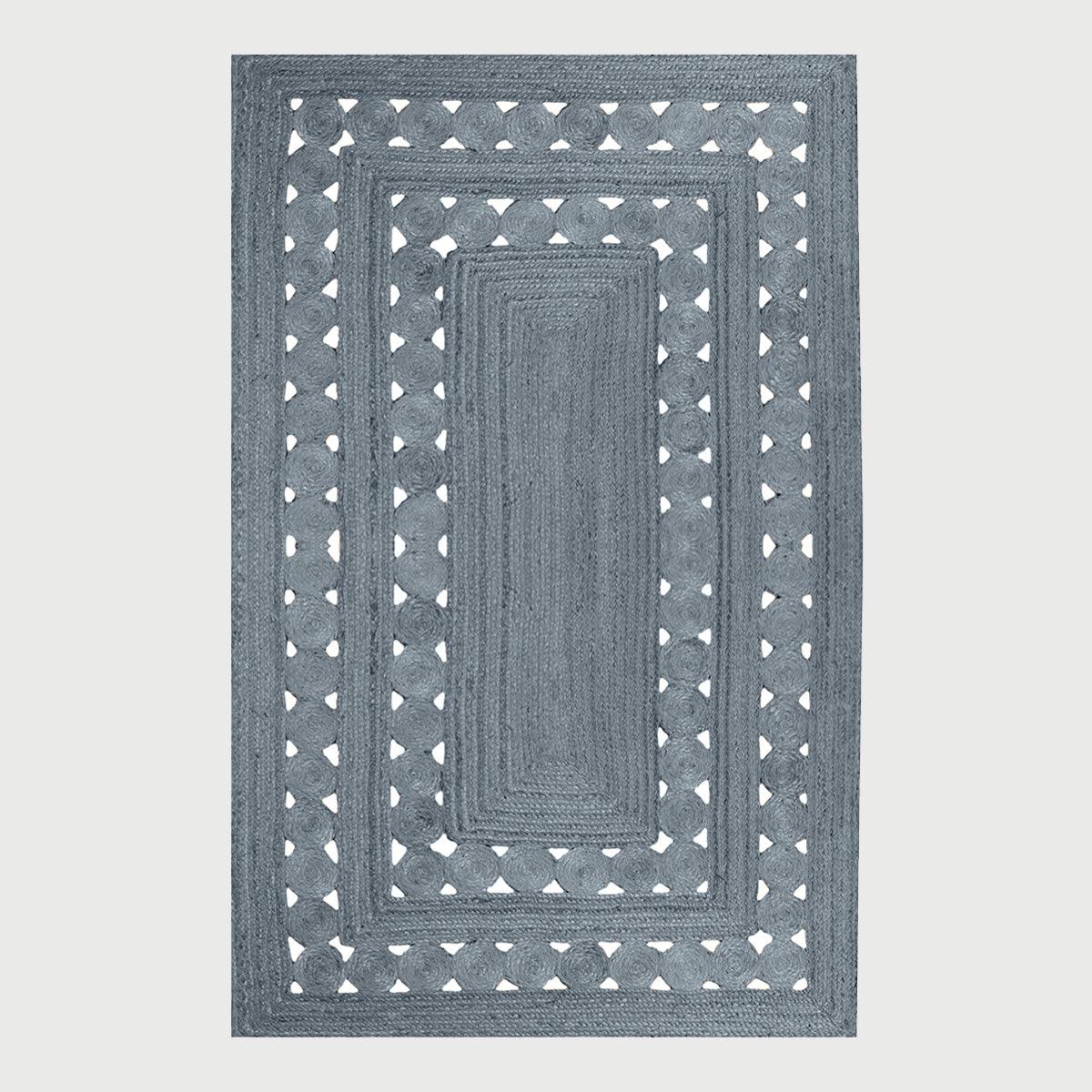 Traditional Rectangle Grey Hand Braided Outdoor Decor Jute Rug - Indian Rug Store