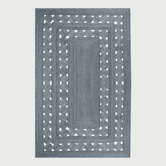 Traditional Rectangle Grey Hand Braided Outdoor Decor Jute Rug - Indian Rug Store