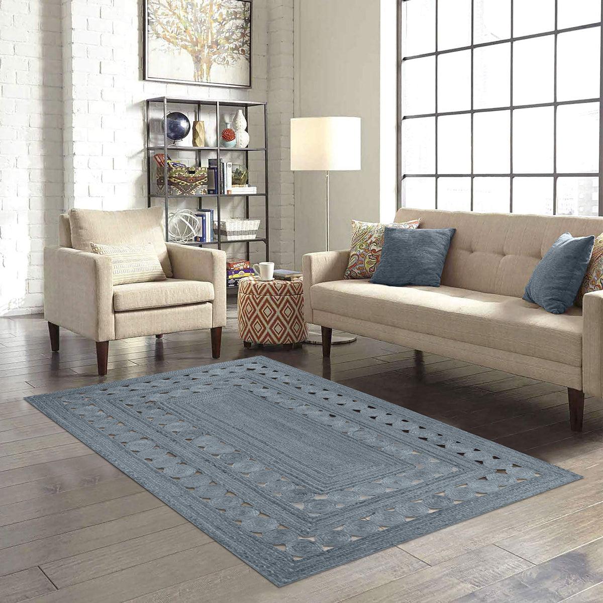 Traditional Rectangle Grey Hand Braided Outdoor Decor Jute Rug - Indian Rug Store