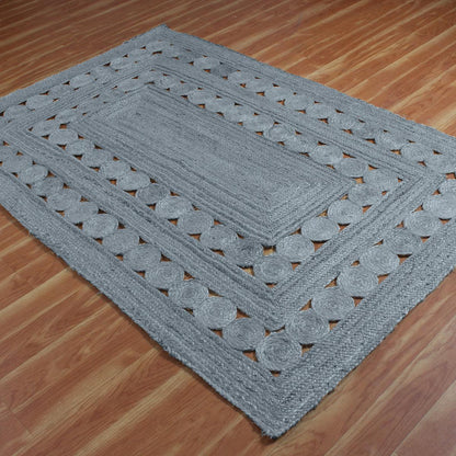 Traditional Rectangle Grey Hand Braided Outdoor Decor Jute Rug - Indian Rug Store