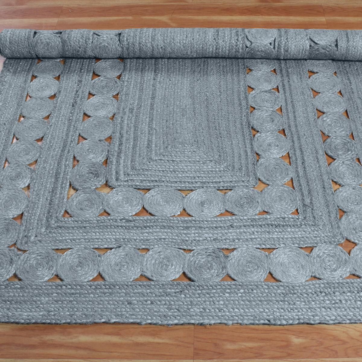 Traditional Rectangle Grey Hand Braided Outdoor Decor Jute Rug - Indian Rug Store