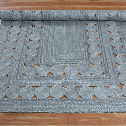 Traditional Rectangle Grey Hand Braided Outdoor Decor Jute Rug - Indian Rug Store