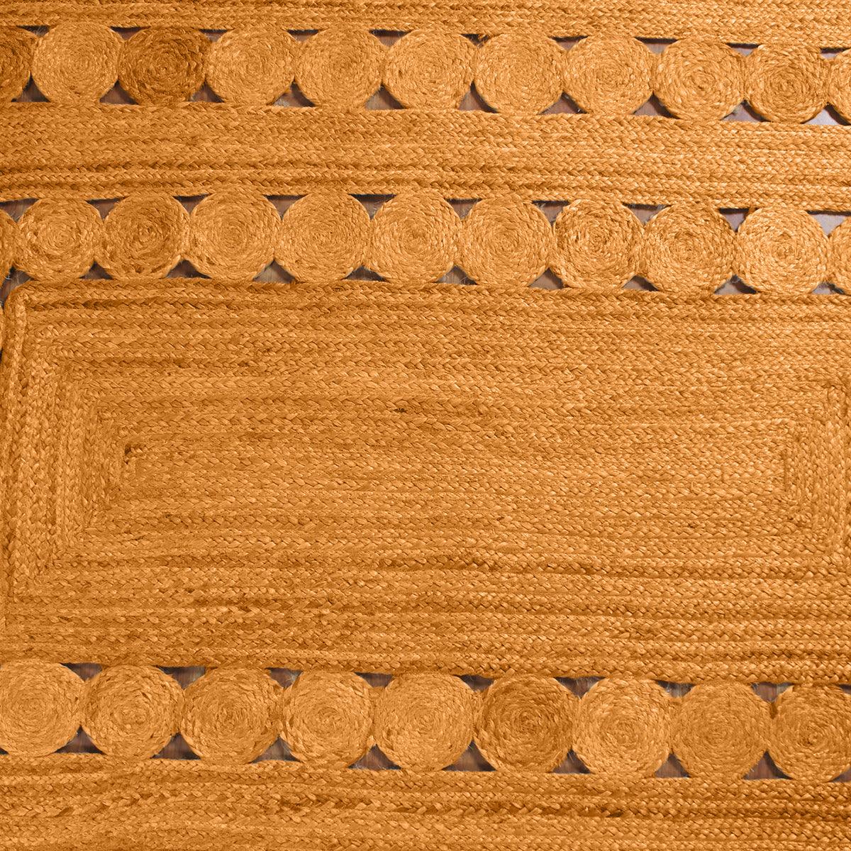 Orange Hand Braided Geometric Out House Decor Jute Rug - Indian Rug Store