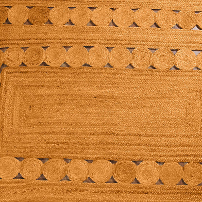 Orange Hand Braided Geometric Out House Decor Jute Rug - Indian Rug Store