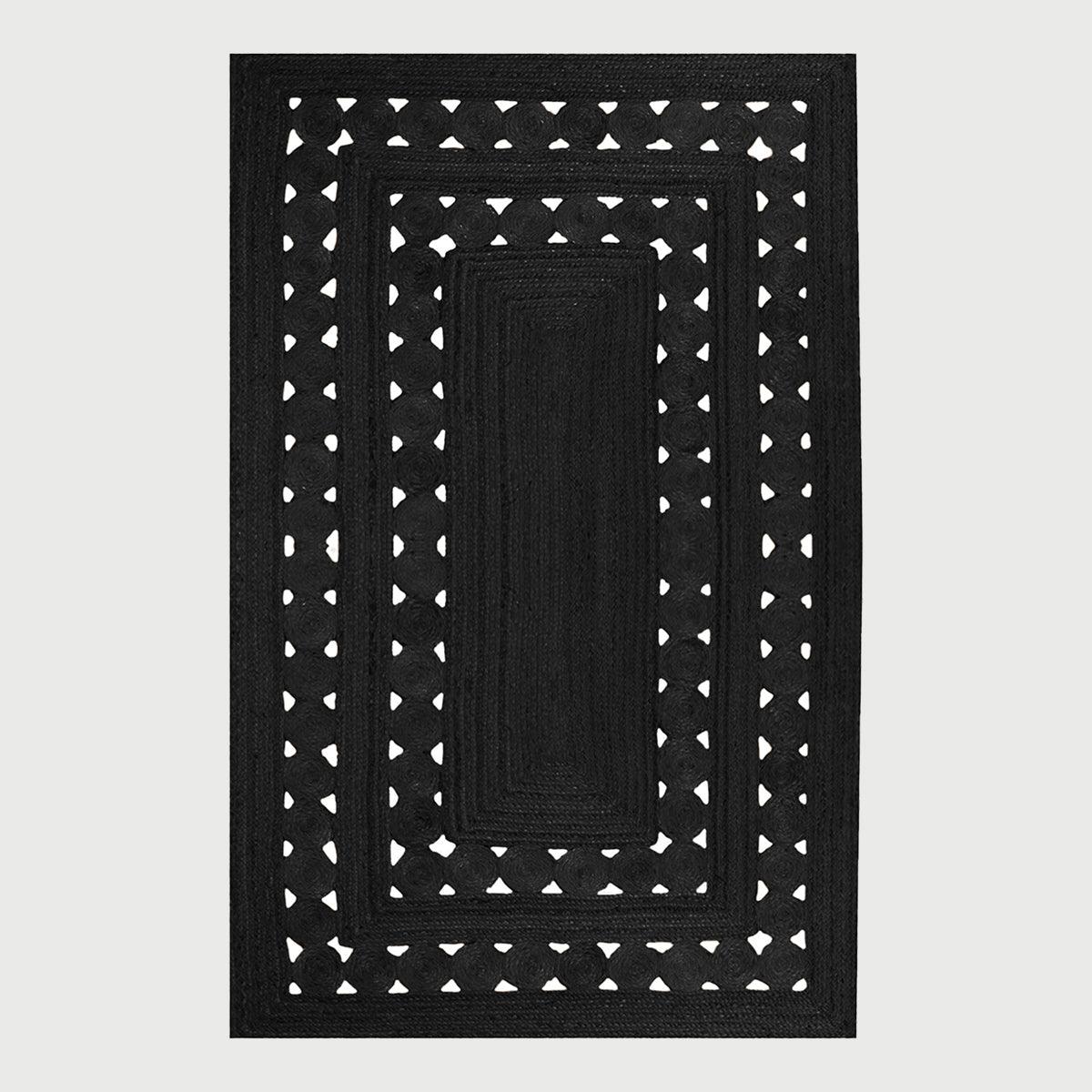 Black Rectangle Hand Braided Farm House Decor Jute Rug - Indian Rug Store