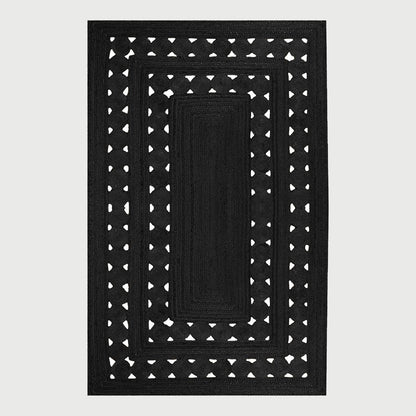 Black Rectangle Hand Braided Farm House Decor Jute Rug - Indian Rug Store