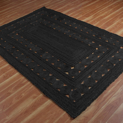 Black Rectangle Hand Braided Farm House Decor Jute Rug - Indian Rug Store