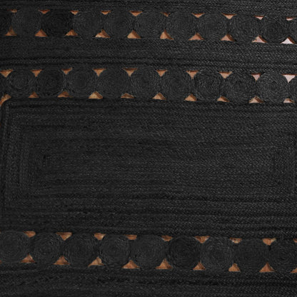 Black Rectangle Hand Braided Farm House Decor Jute Rug - Indian Rug Store