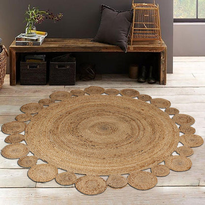 Hand Braided Round Beige Home Decor Jute Rug - Indian Rug Store