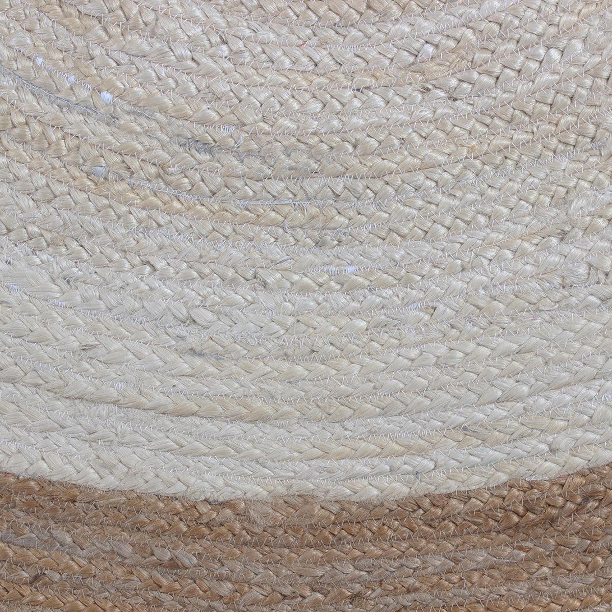 White Beige Round Hand Braided Interior Decor Jute Rug - Indian Rug Store