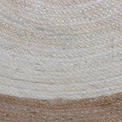 White Beige Round Hand Braided Interior Decor Jute Rug - Indian Rug Store