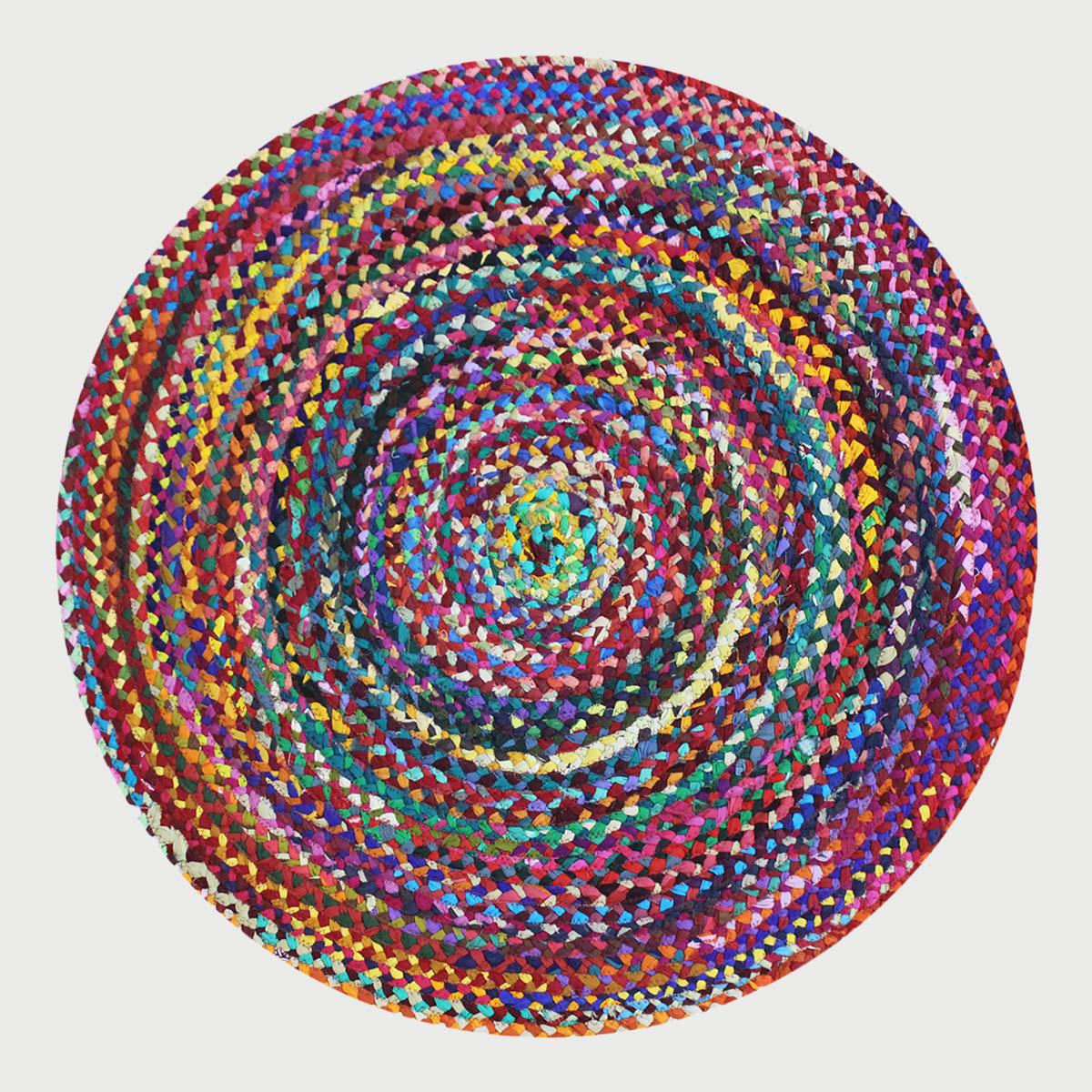 Multicolor Trendy Design Round Hand Braided Bedroom Decor Jute Rug - Indian Rug Store