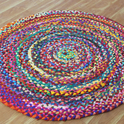 Multicolor Trendy Design Round Hand Braided Bedroom Decor Jute Rug - Indian Rug Store