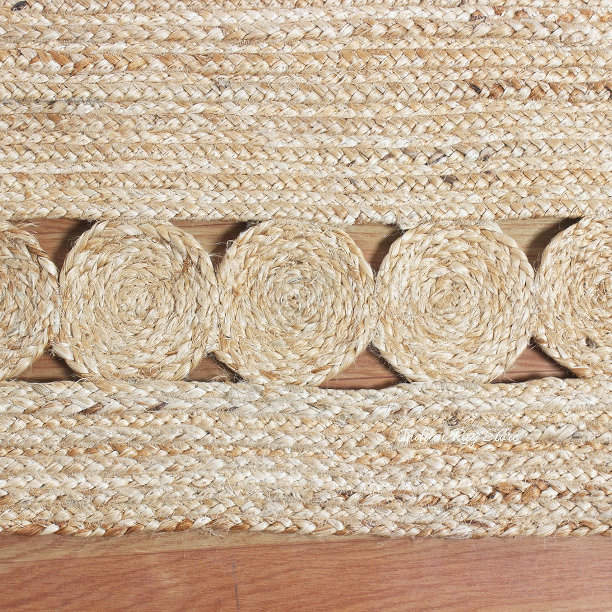 Beige Rectangle Geometric Hand Braided Home Decor Jute Rug