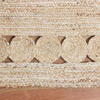 Beige Rectangle Geometric Hand Braided Home Decor Jute Rug