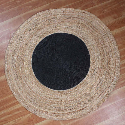 Geometric Beige Black Hand Braided Living Area Decor Jute Rug - Indian Rug Store