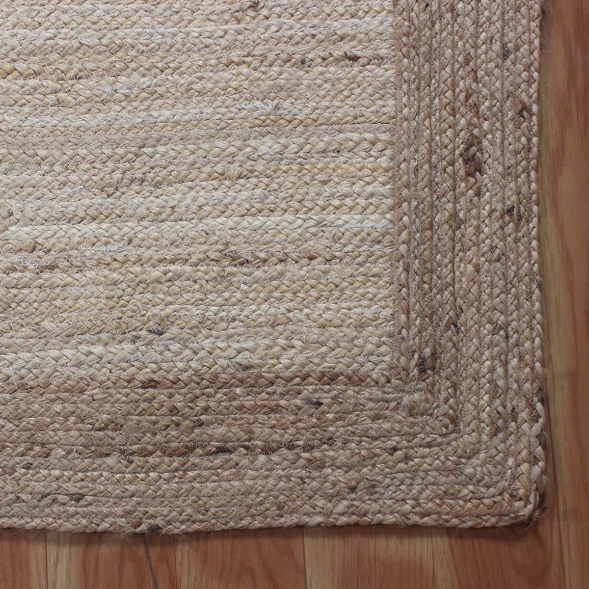 Hand Braided Beige Geometric Entrance Decor Jute Rug - Indian Rug Store