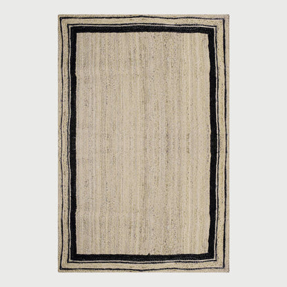 Hand Braided Rectangle Beige Black Interior Decor Jute Rug - Indian Rug Store