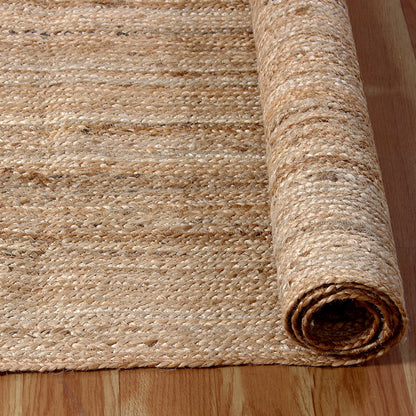 Geometric Beige Hand Braided Entrance Decor Jute Rug - Indian Rug Store