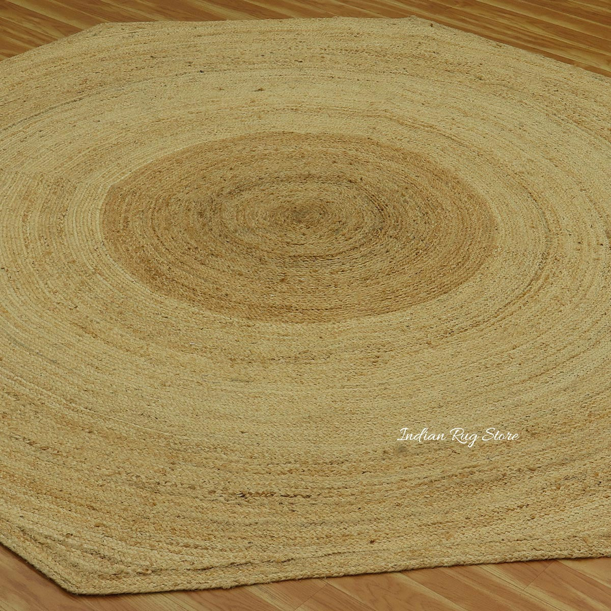 Beautiful Hand Braided Beige Jute Sea House Round Area Rug