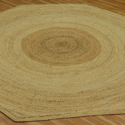 Beautiful Hand Braided Beige Jute Sea House Round Area Rug - Indian Rug Store